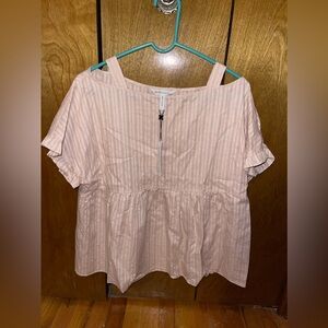 BCBGeneration Women's Short  Ruffle Sleeve Babydoll Top rose smoke, medium